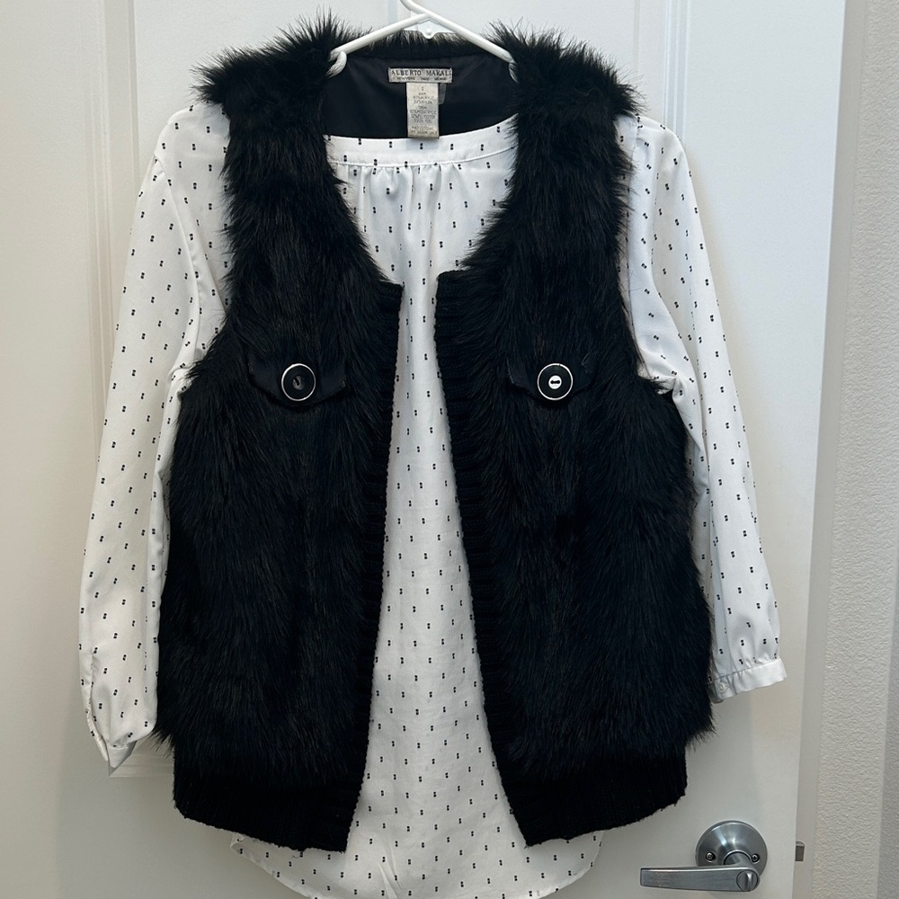 Alberto Makali Black Faux Fur-Trim Jacket(S)